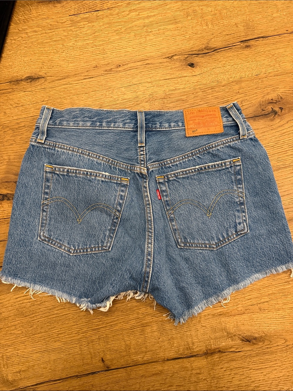 Levi’s 501 High-Rise Distressed Jean Shorts - Light Blue - Picture 3 of 3
